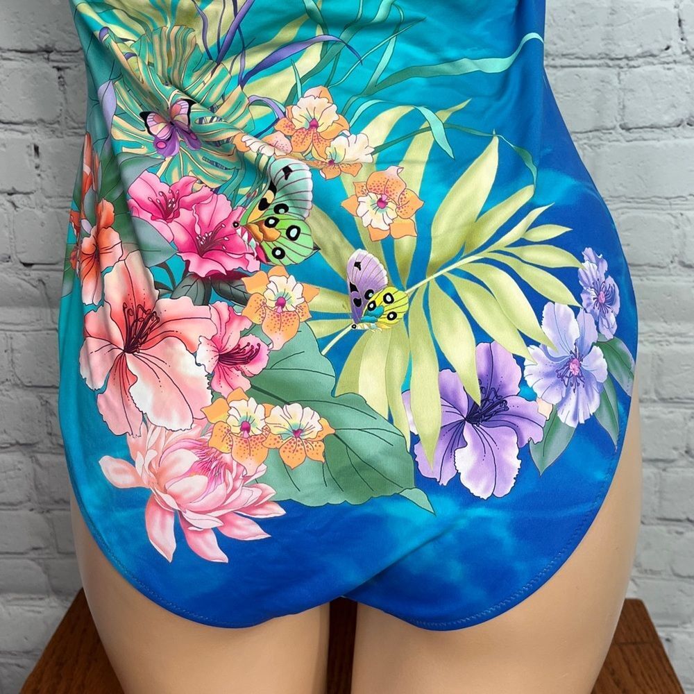 Johnny Was Floral Tie Halter Strap One Piece Swim Suit Butterflies XL - Picture 6 of 8